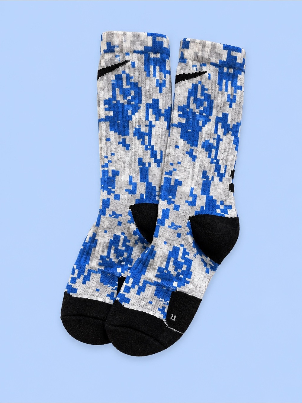 Nike Gray & Blue Pixel Crew Athletic Socks